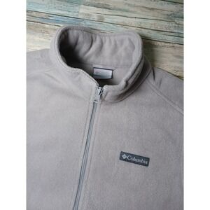 Columbia Men's Grey Polyester Fleece Vest Size Large Full Zip Pockets Outdoor